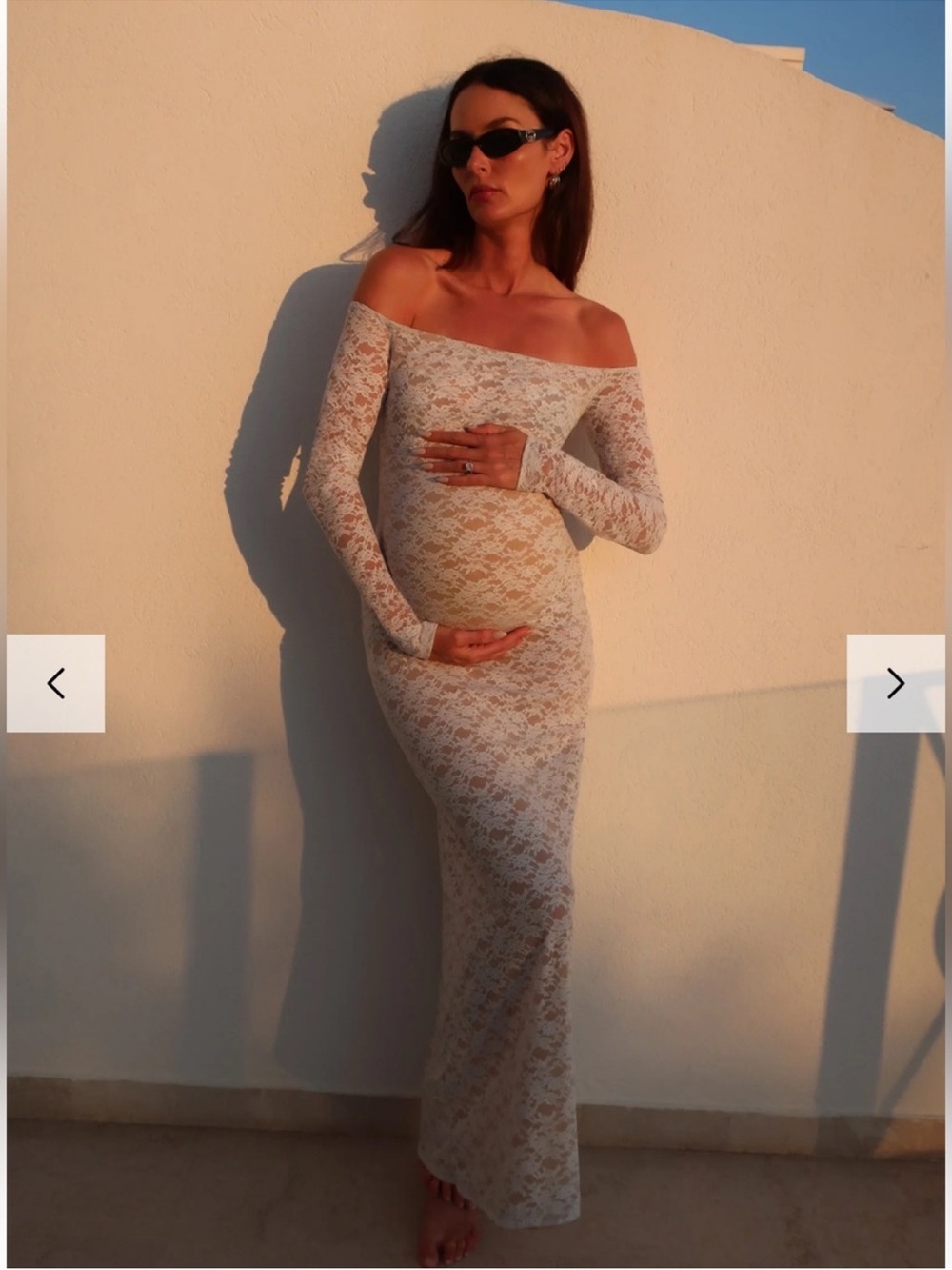 BUMPSUIT Off The Shoulder Lace Dress in Ivory